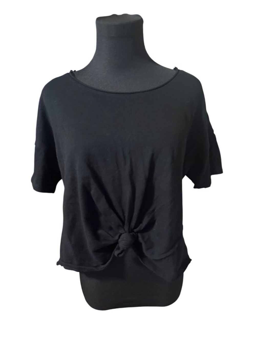 GB Gianni Bini black short sleeve knot ftont 100% cotton oversized blouse size X